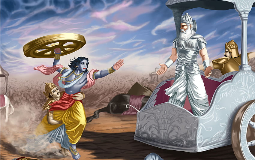 Lord Krishna und Bhishma Pitamah HD-Hintergrundbild