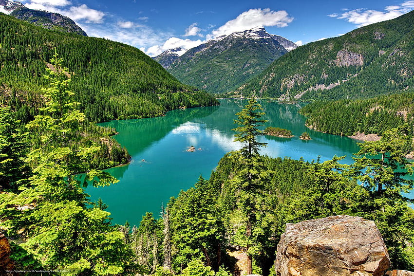 North Cascades National Park, Washington, lake HD wallpaper