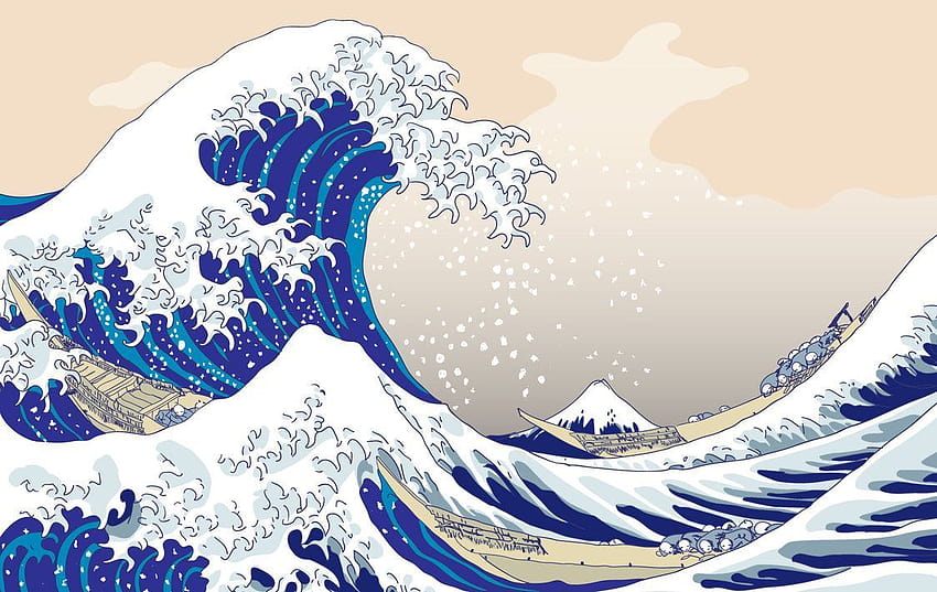 Wielka fala, ok. 1829–32, Katsushika Hokusai, estetyka oceanu japońskiego Tapeta HD