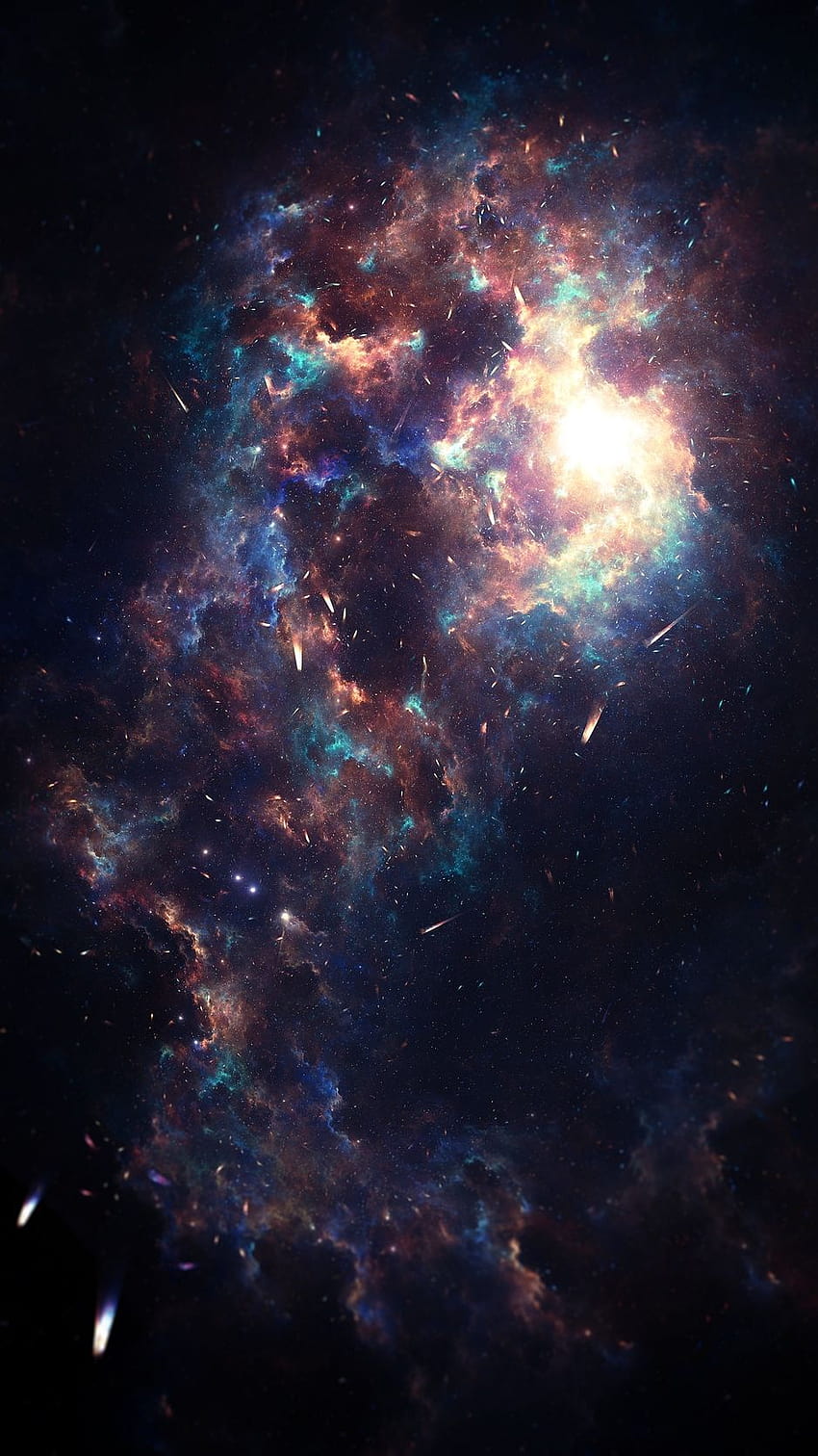 Nebulosa, galaxia, asteroides, estrellas, móvil de asteroides. fondo de pantalla del teléfono