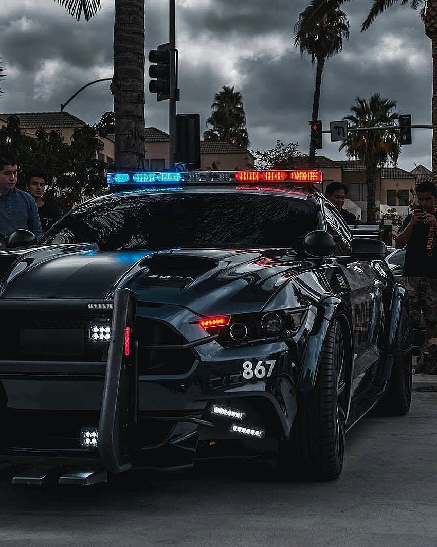 MONSTER POLICE CARS, samochód policyjny ford mustang Tapeta na telefon HD