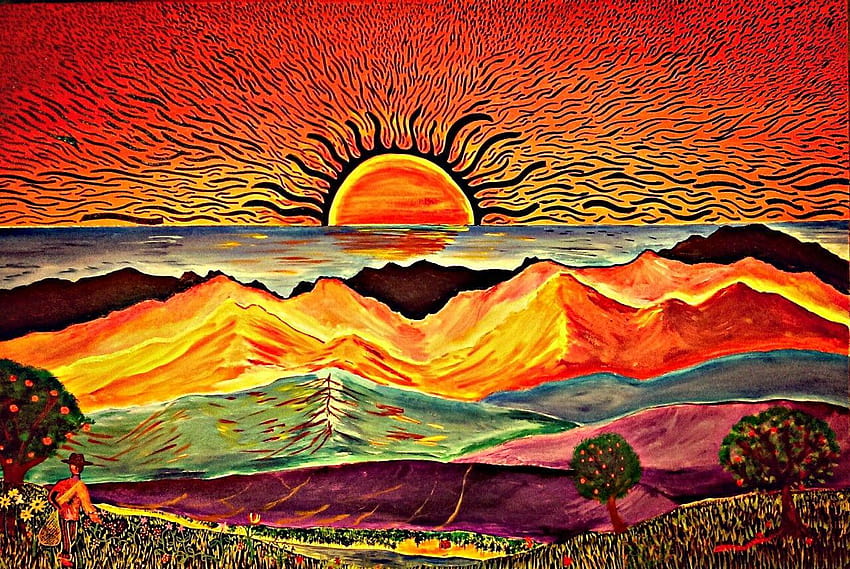 Hippie-Sonne, Hippie-Kunst-Tumblr HD-Hintergrundbild