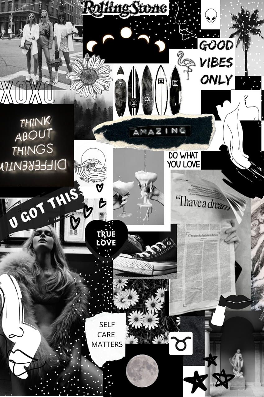 Collage with a black and white aesthetic in 2020, white collage HD ...