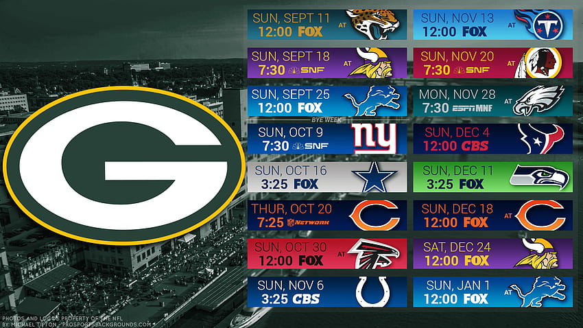 2019 Green Bay Packers Schedule: Downloadable Wallpaper