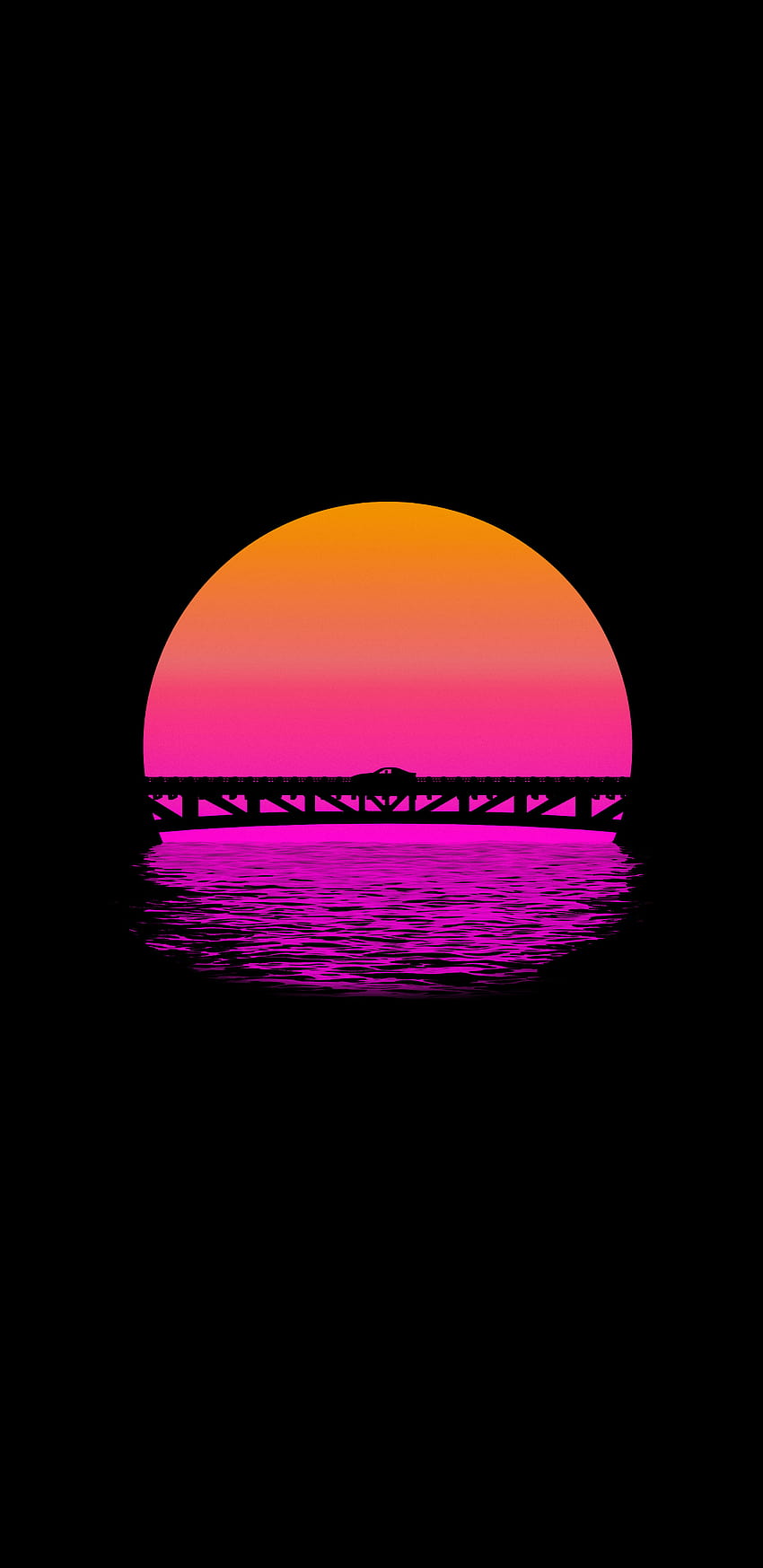 Outrun Sunset [1440x2960] : Amoledbackgrounds HD電話の壁紙