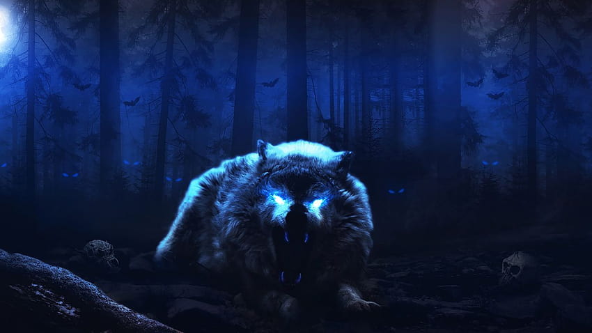 Wolf, Forest, Nightmare, , Animals, blue wolf HD wallpaper