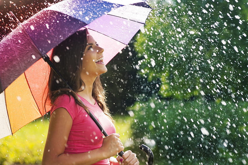 Happy Girl, happy rain HD wallpaper | Pxfuel