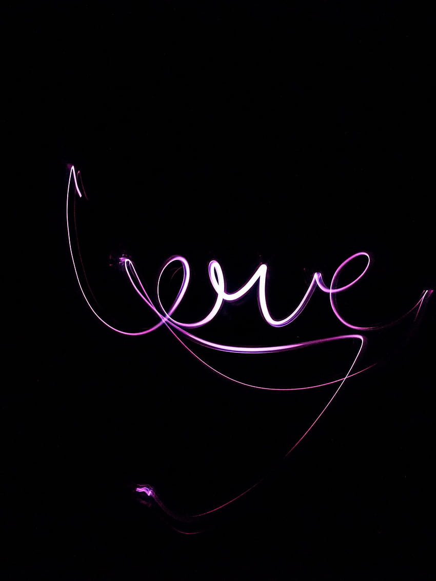 Love text , Black background, Purple lights, Valentines Day, Neon light, Black/Dark HD phone wallpaper