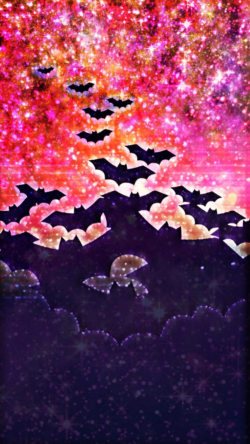 Galsxy Bats, made by me, purple and orange halloween HD phone wallpaper
