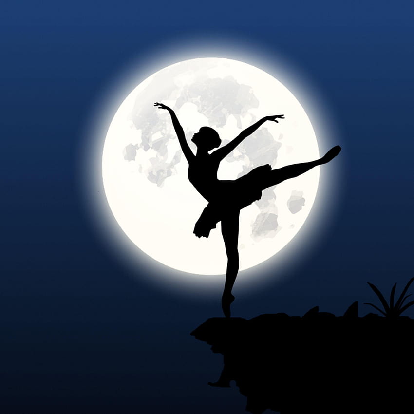 2780x2780 ballerina, silhouette, moon, dance ipad, dance ballet HD phone wallpaper