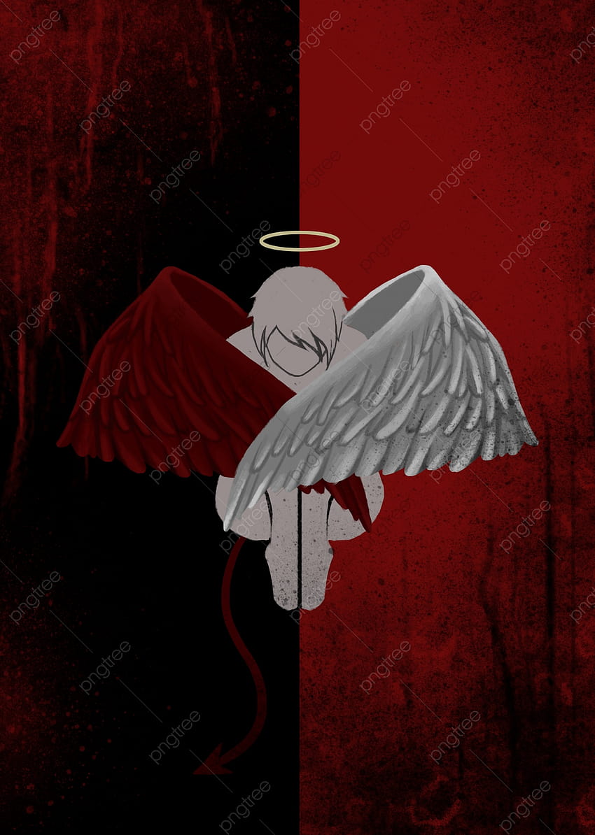 Bloodship Angel Devil Hintergrund, Blutflecken, Mädchen, Flügelhintergründe für, halb Dämon, halb Engelszeichnung HD-Handy-Hintergrundbild