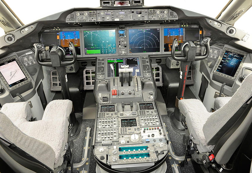 Salon aéronautique de Farnborough 2014, cockpit du Boeing 787 Fond d'écran HD