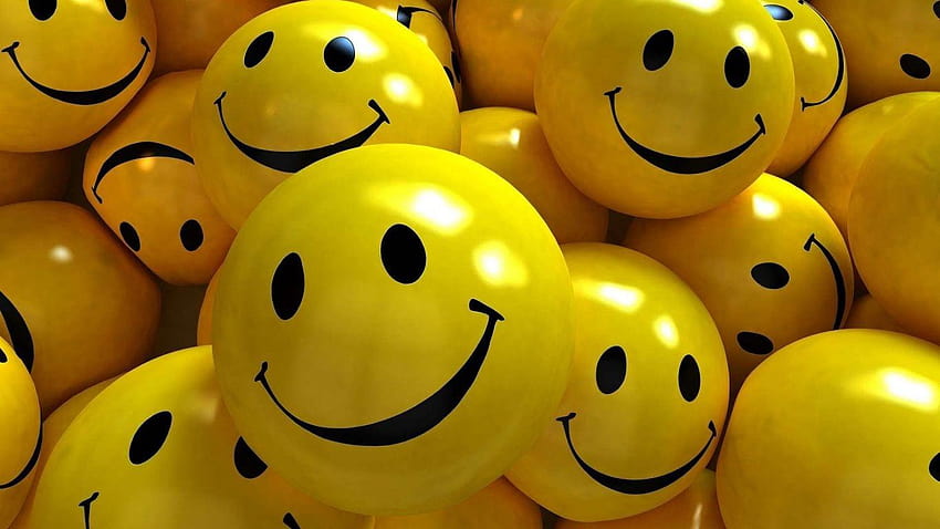 3D-Bälle des gelben Lächelns, 3d für Laptop HD-Hintergrundbild