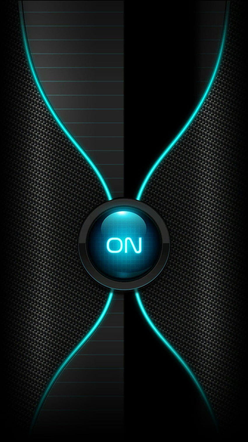 Black with Neon Teal Power Button, black neon background HD phone wallpaper