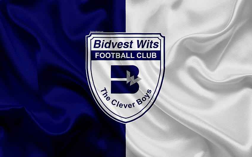 Bidvest Wits FC, logo, bandiera di seta bianca blu Sfondo HD