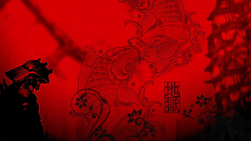 Premium Vector  Samurai with red moon wallpaper red moon japanese theme  wallpaper samurai wallpaper