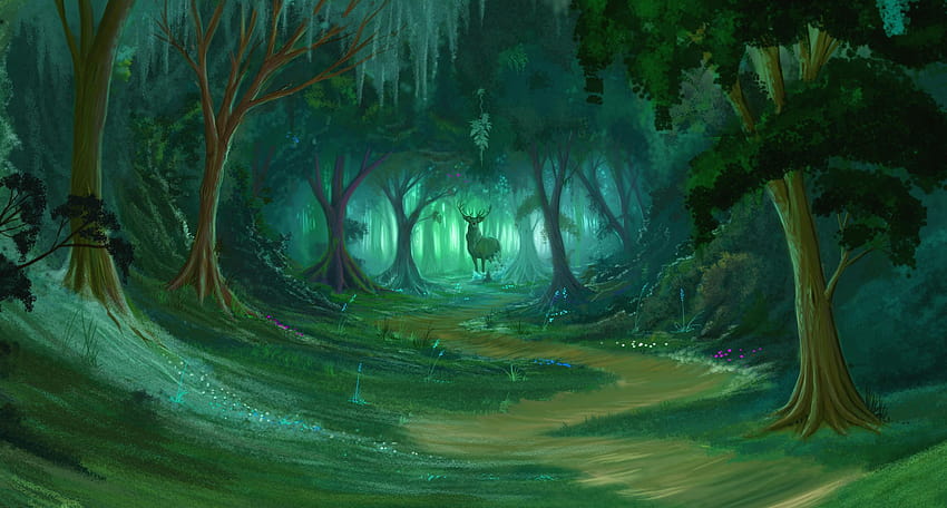 Fantasy Forest Landscape Backgrounds. Simple Forest Sunrise, pokemon forest background HD wallpaper