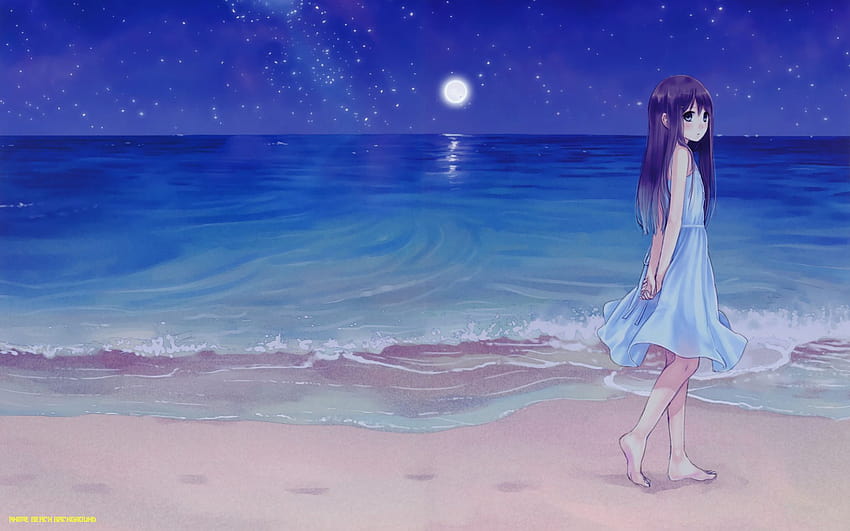 Girl Beach Night Anime / and Mobile ..、アニメガールビーチ 高画質の壁紙