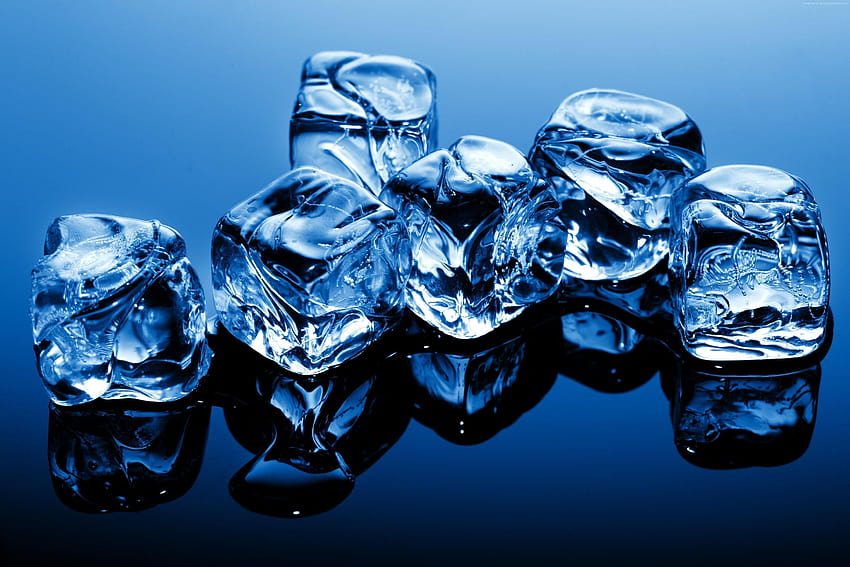 lód, kostki, niebieski, mrożony, woda, kostki lodu Tapeta HD