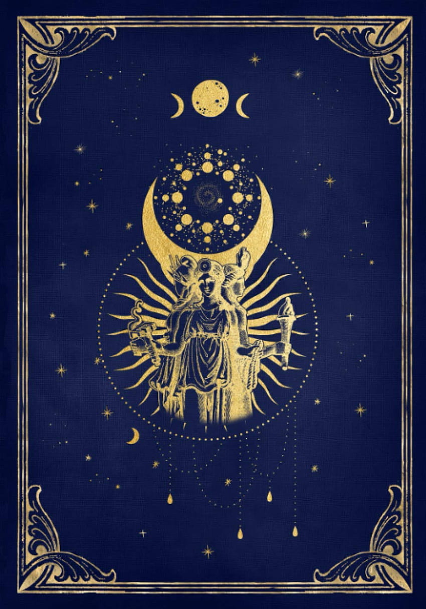 Blank Hecate Triple Goddess Grimoire : Book of Shadows를 위한 도트 그리드 저널: 고독한 마녀, 위카, 이교도가 주문, 의식, 만트라 등을 기록할 수 있도록: The, triple moon HD 전화 배경 화면