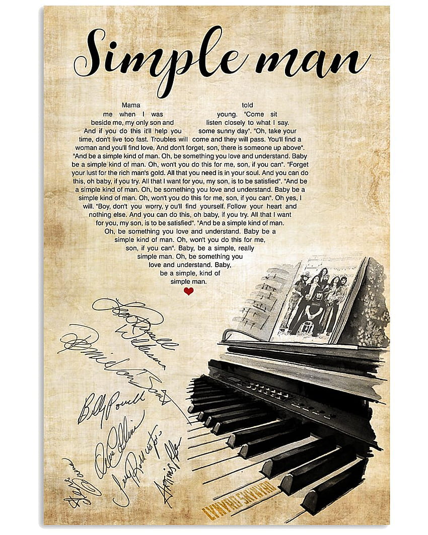 cartel de firmas de corazón de piano de hombre simple de lynyrd skynyrd fondo de pantalla del teléfono