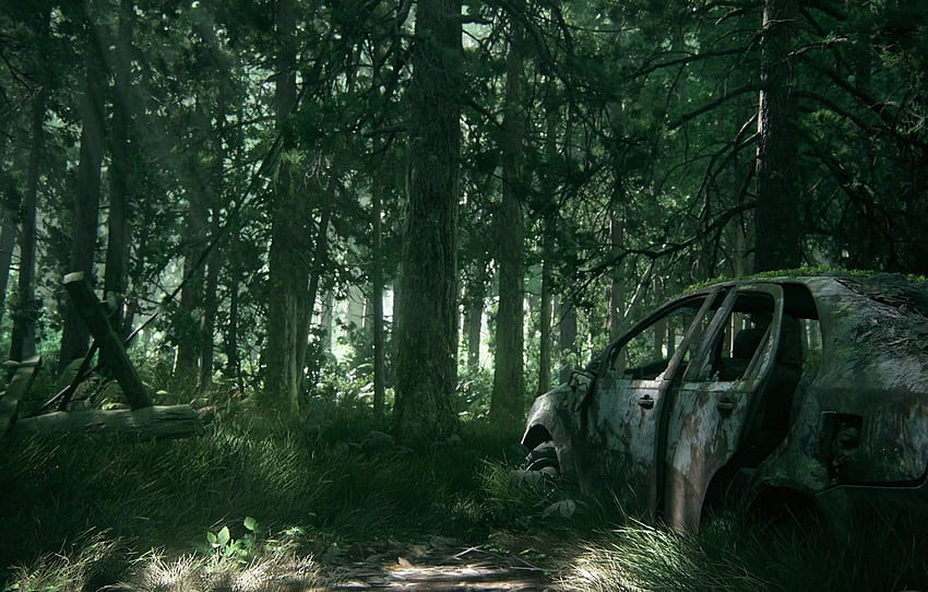 coche, juego, árbol, The Last of Us, vegetación, The Last of, the last of us parte 2 fondo de pantalla