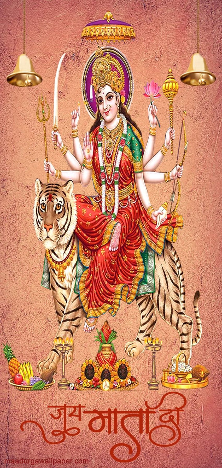 Maa Durga seduta su leone mobile, durga maa full mobile Sfondo del telefono HD