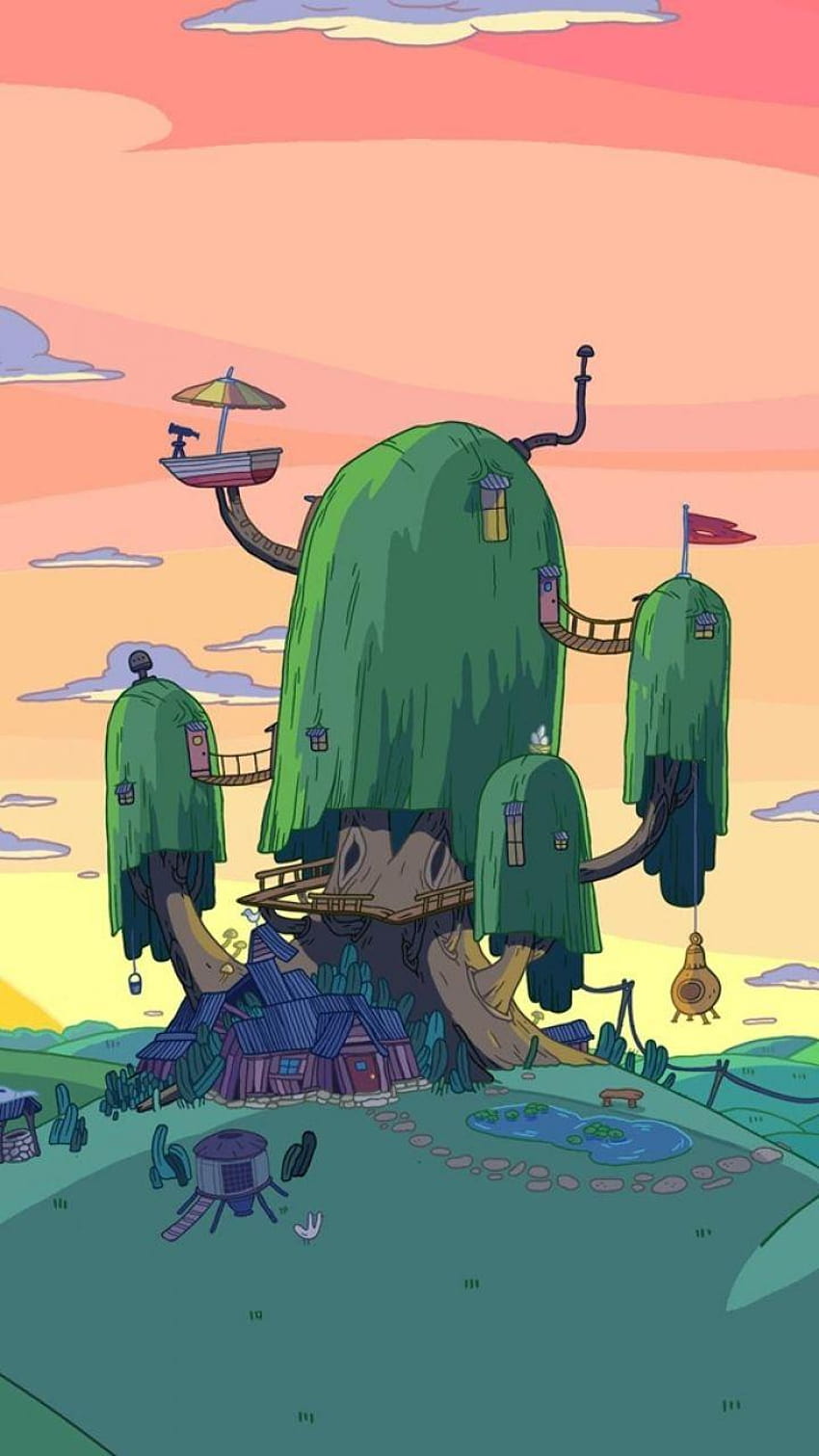2019'da Adventure Time Mobile, macera zamanı ağaç evi iphone HD telefon duvar kağıdı