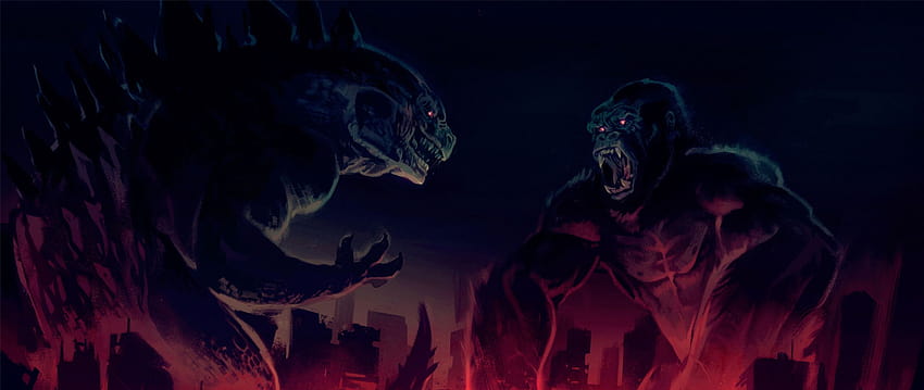 2560x1080 King Kong vs Godzilla Artwork 2560x1080 Resolution HD wallpaper
