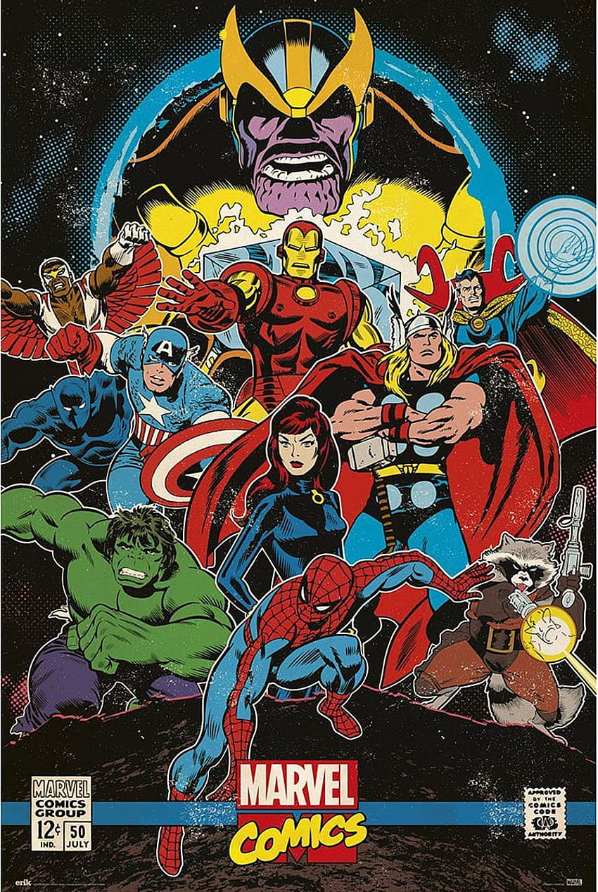 Marvel Comics Retro Posteri Infinity Gauntlet Kapak kapağı Marvel Comics Retro Posteri HD telefon duvar kağıdı