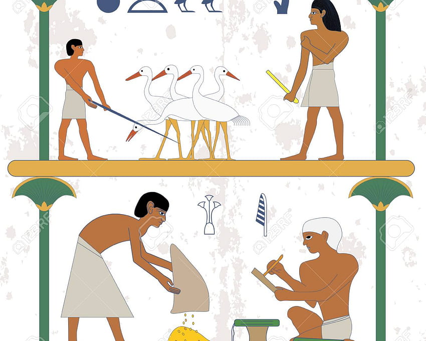 Ancient Egypt Backgrounds Peasant With Grane And Scribe Compostion [1300x1300] for your , Mobile & Tablet HD wallpaper
