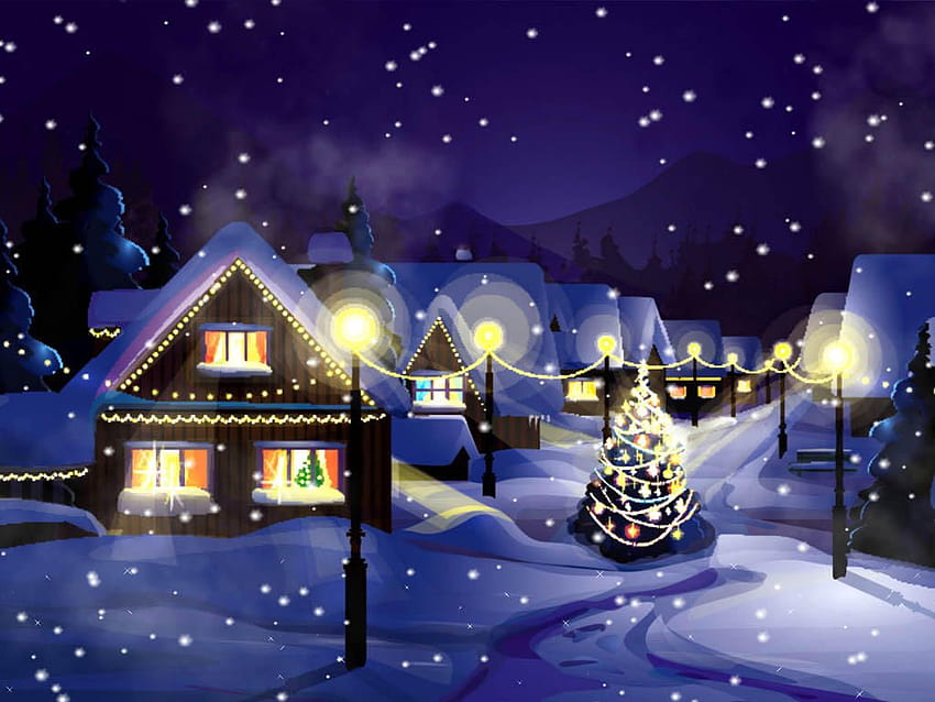 Animated Christmas, christmas house cartoon HD wallpaper | Pxfuel