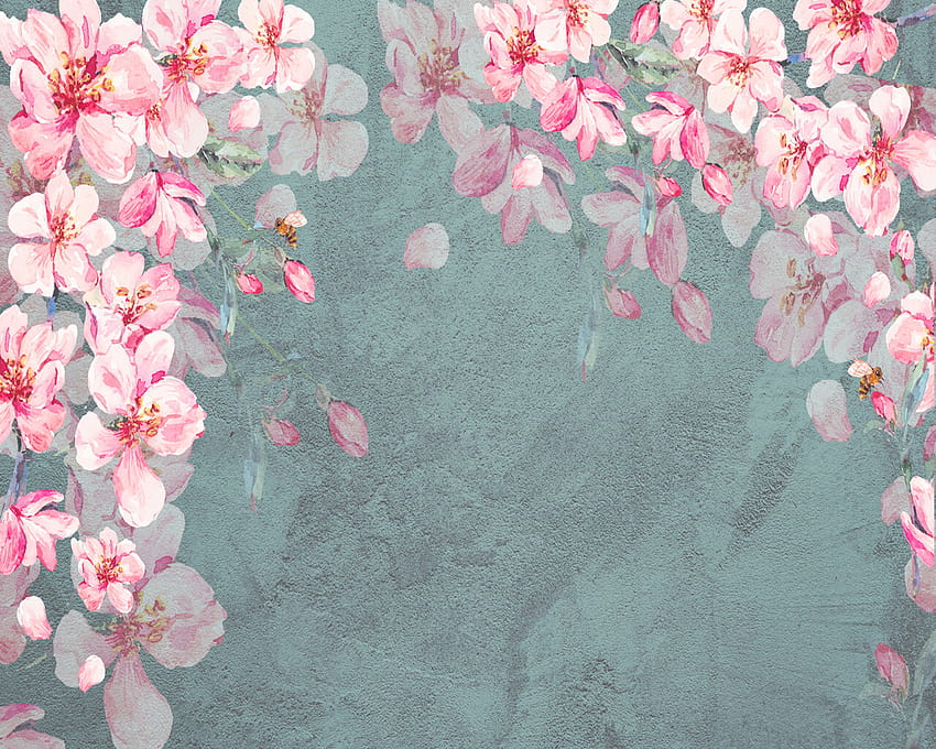 GK Wall Design Cherry Blossom Sakura Wall Painting Pink Flowers Textile ศิลปะดอกซากุระ วอลล์เปเปอร์ HD