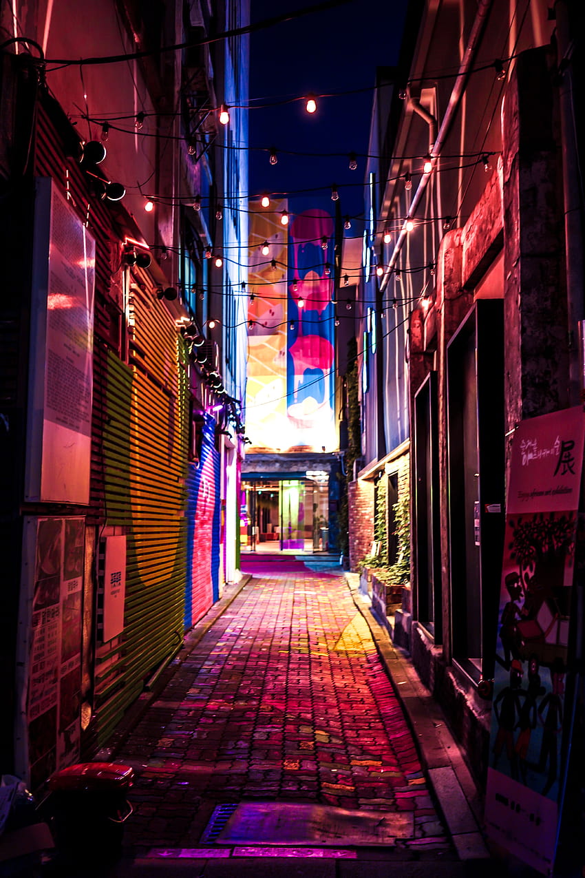 Lighted Up Alleyway · Stock HD phone wallpaper