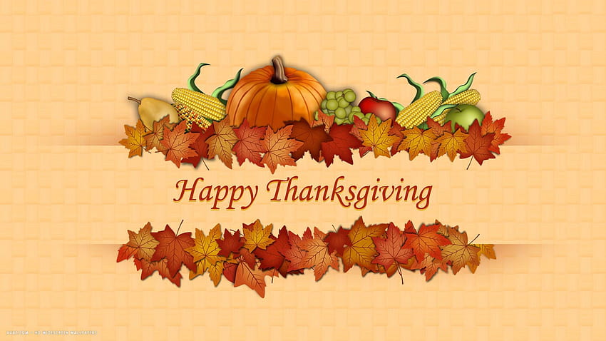 happy thanksgiving pumpkin corn apples pear leaves holiday / holidays backgrounds, pumpkins for thanksgiving HD wallpaper