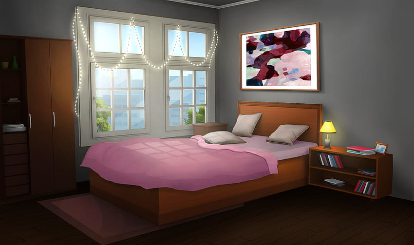 EN T. DORMITORIO DE NIÑA ROSA, dormitorio de anime fondo de pantalla