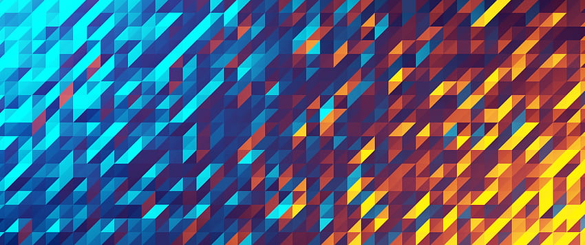3440 x 1440] Blaue und orangefarbene Geometrie, orangefarbene Geometrie HD-Hintergrundbild