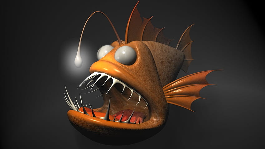 CArtoon Angler Fish 3D, fish cartoon HD wallpaper