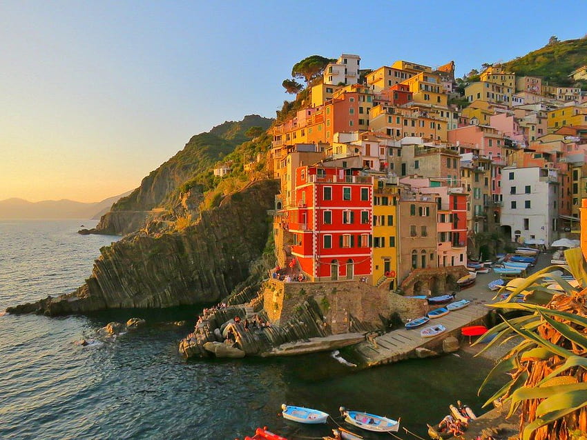 Pôr do sol, Riomaggiore, Cinque Terre, Itália, pôr do sol cinque terre manarola papel de parede HD