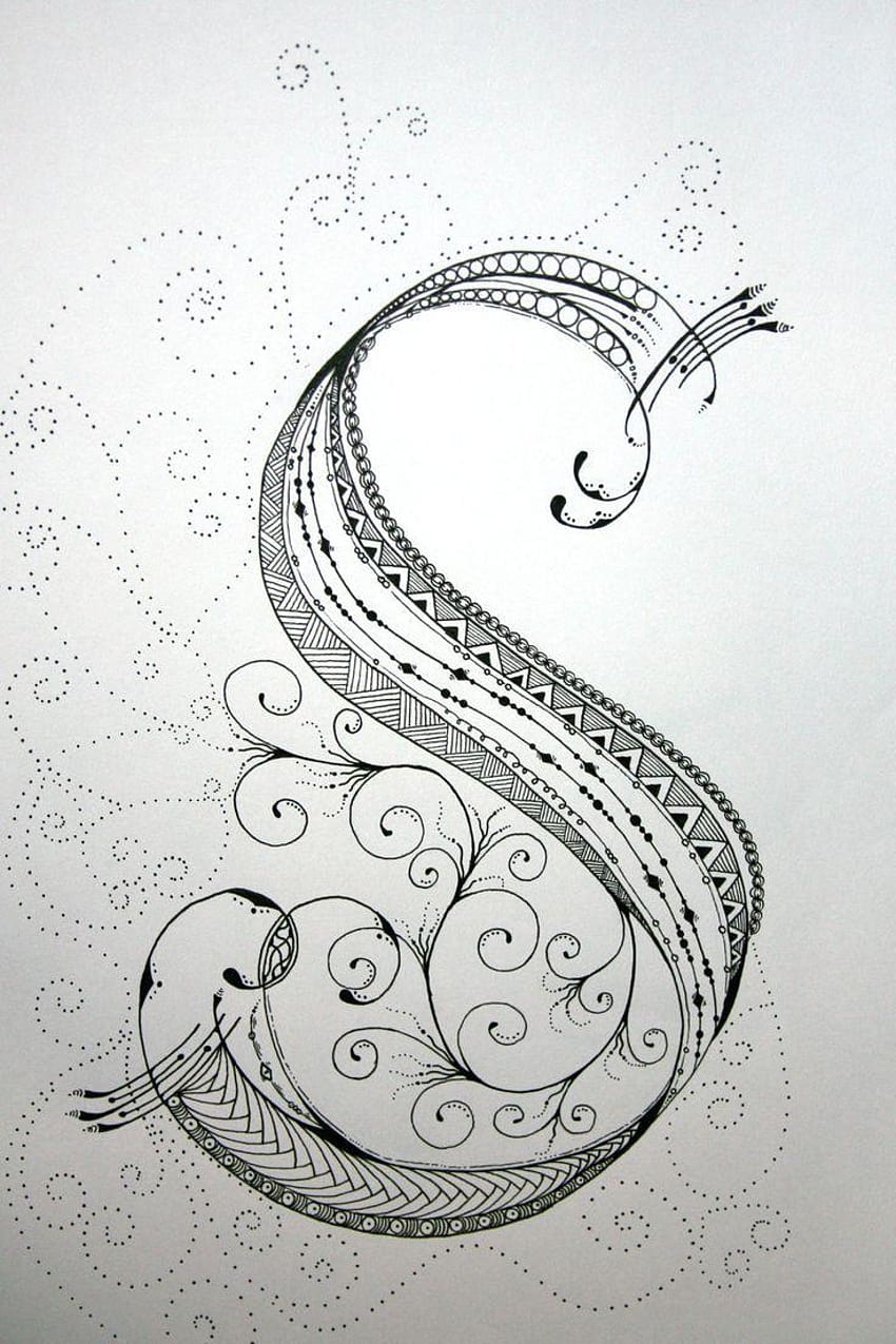Zentangle Stylized Alphabet Letter S in Doodle Style Stock Illustration   Illustration of drawing boho 109581187