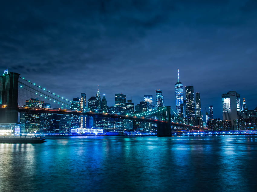 Brooklyn Bridge , Manhattan Skyline, Waterfront, New York, World, brooklyn bridge at night HD wallpaper