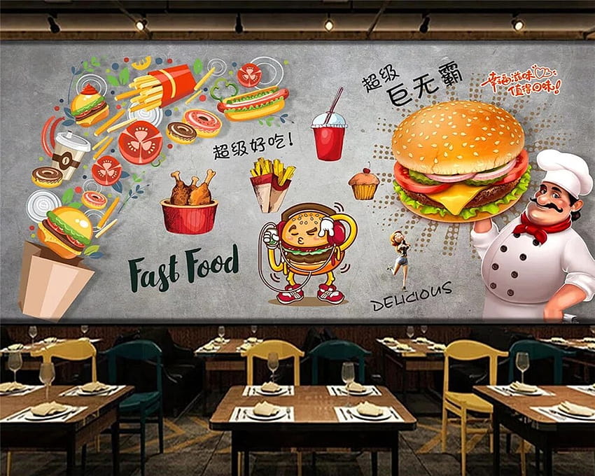 beibehang Papel de parede ecológico personalizado preto pintado à mão fundo de ferramentas de pizza de comida americana europeia papel de parede HD