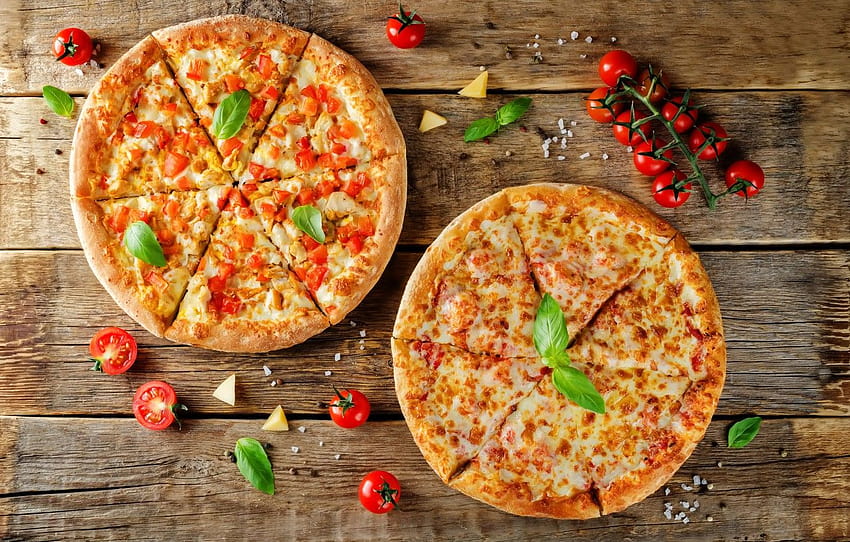 food, cheese, tomatoes, wood ...goodfon, cheese pizza HD wallpaper