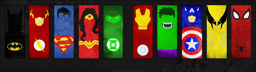 Multiple Display, DC Comics, Spider Man, Wolverine, Hulk, Iron Man, Green Lantern, Wonder Woman, Superman, The Flash, Batman / e Mobile Backgrounds papel de parede HD