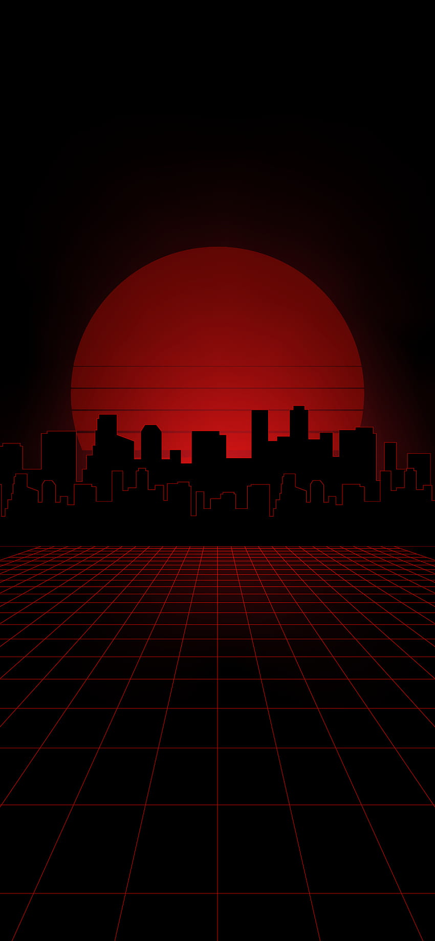 SYNTHWAVE CITY PHONE, rote Stadtästhetik HD-Handy-Hintergrundbild