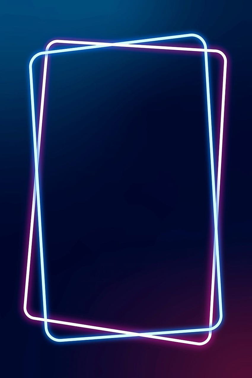 Świecący różowy i niebieski wektor ramki neonowej, niebieskie fioletowe światło neonowe Tapeta na telefon HD