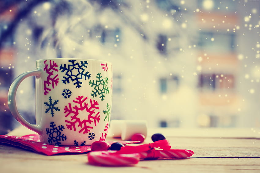 Christmas, cup, tea, winter, Holidays, hot tea cup HD wallpaper