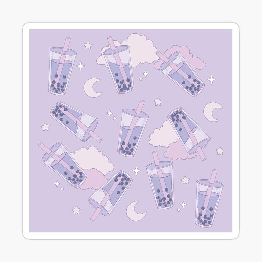 Purple Dream of Bubble Milk Tea in the Sky Duvet Cover by lucypooki, aesthetic  boba tea HD phone wallpaper | Pxfuel