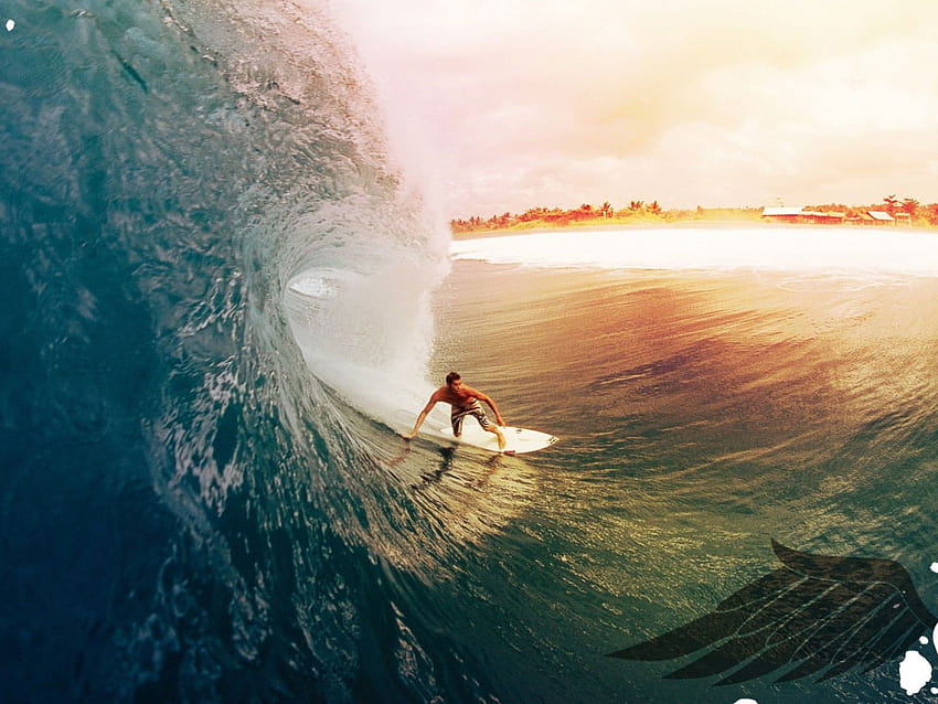 Surf, surfista en tabla de surf blanca, deportes • Para ti Para y móvil fondo de pantalla