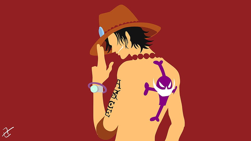 I couldn't find a minimalist Ace , so I made one. : OnePiece, one piece minimalist HD wallpaper